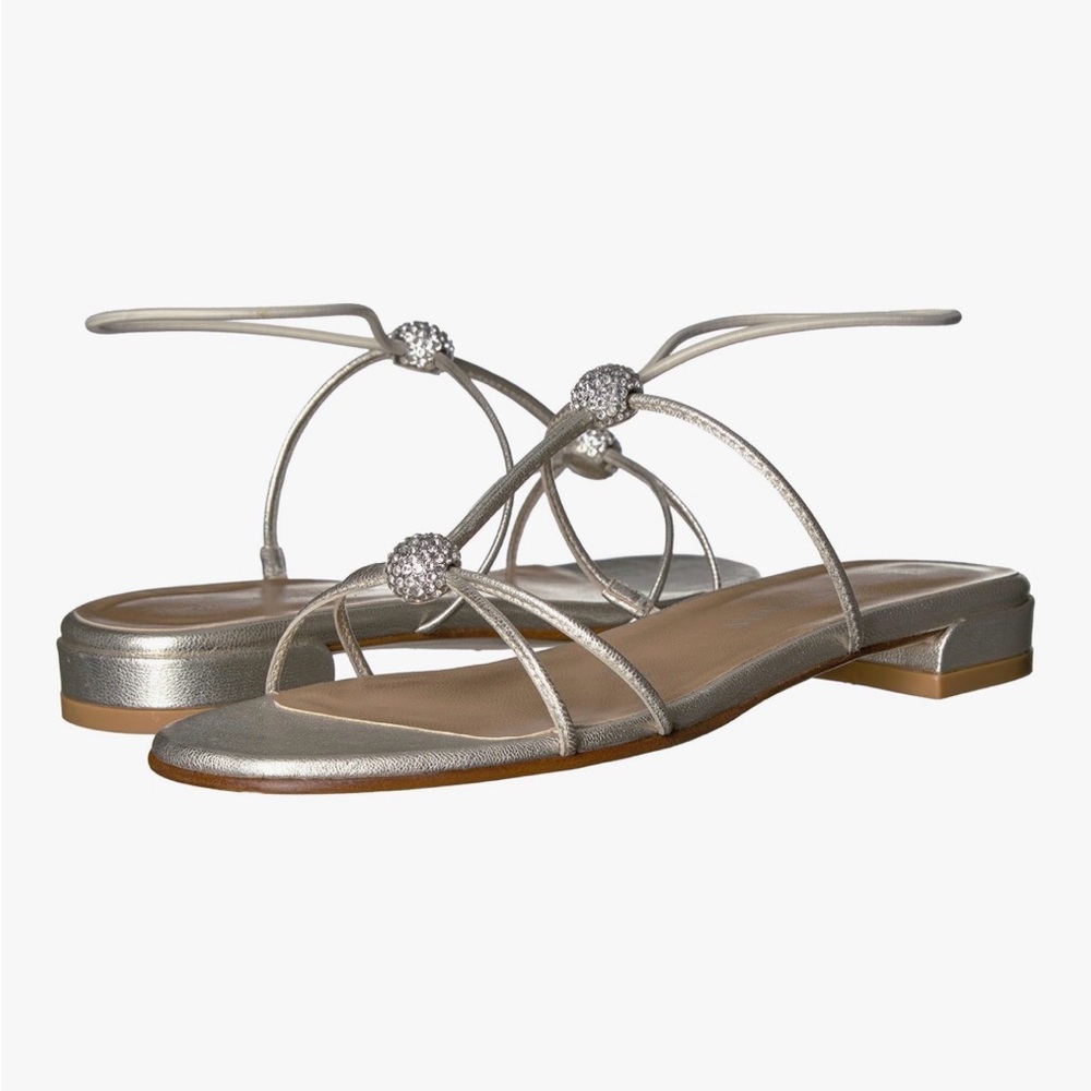 Stuart Weitzman Metallic Silver Flat Sandals - Picture 6 of 11